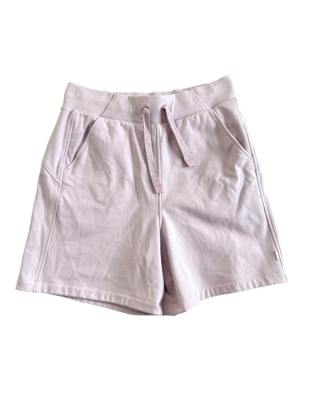 Athleta Women's Sz M Pink Scuba Shorts With Ribbed Waistband & Zipper Pockets